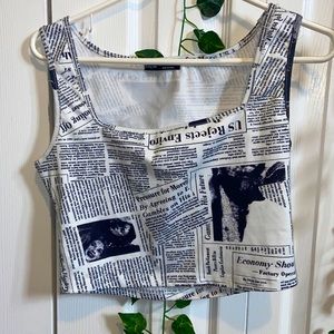 SHEIN square neck newspaper top